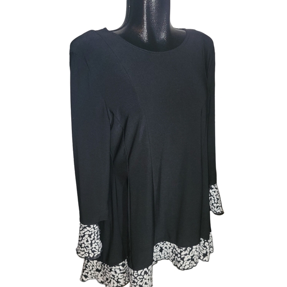 San Lodo Milano Black High Low Top with Ruffled Cuffs and Hem M - Picture 2 of 6